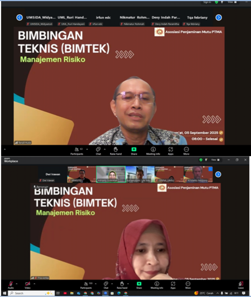 Tim LPM UM Metro mengikuti Bimtek Manajemen Risiko Asosiasi Penjaminan Mutu PTMA secara daring