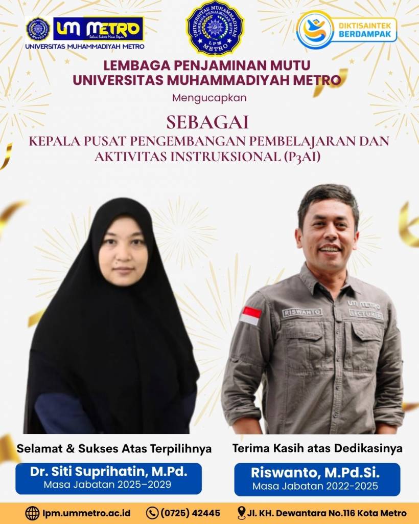 Dr. Siti Suprihatin, M.Pd. Resmi Diangkat sebagai Kepala P3AI LPM UM Metro Periode 2025–2029